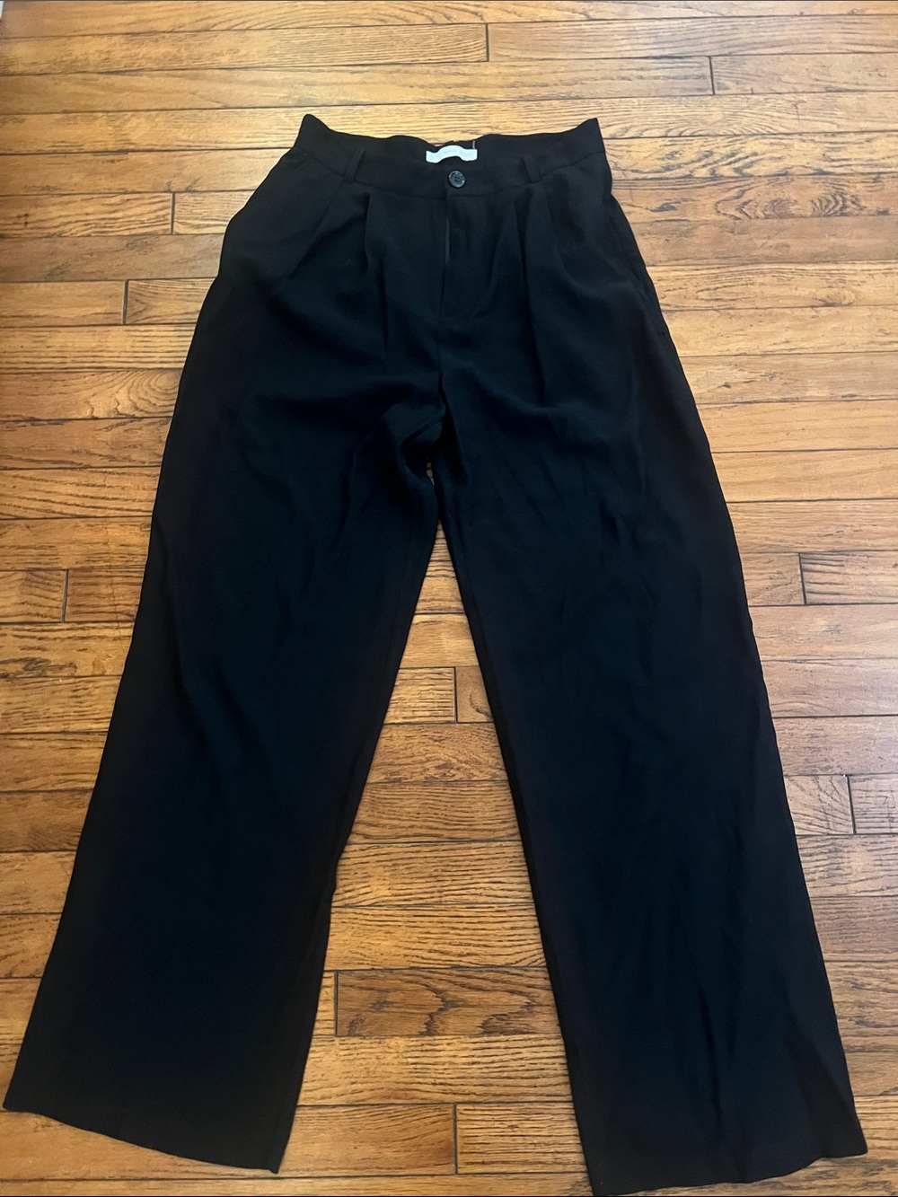 Mango Black Wide-Leg Pleated Women's Pants